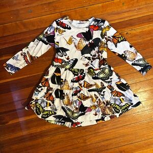 Molo Organic Cotton Butterfly Dress Girls Size 4-5, 110-116